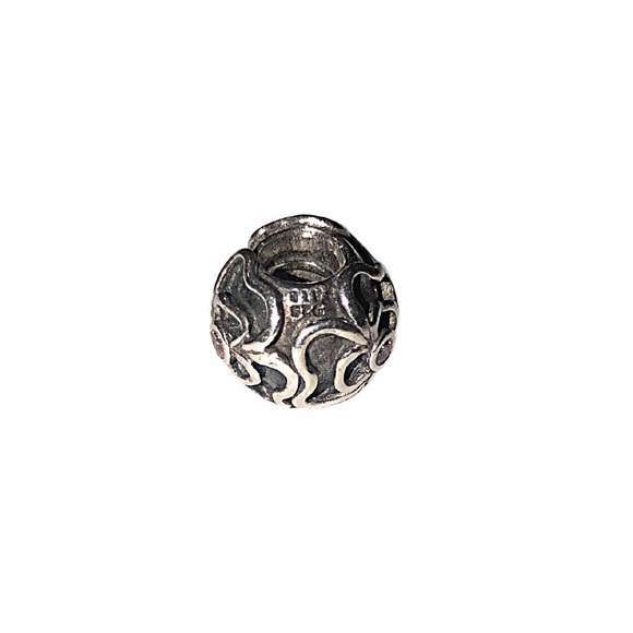 PANDORA CHARM Posy Pink Oxidized Silver Retired - Picture 3 of 3